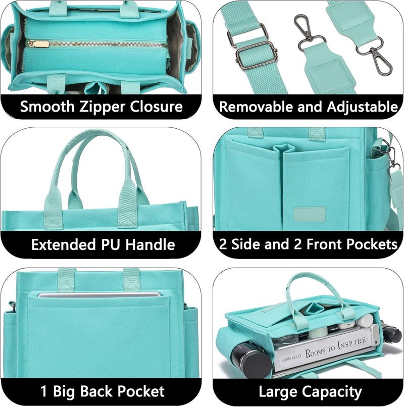 ZHMO Canvas Tote Bag for Women,Women's Bags Crossbody Bags Work Laptop Tote Bag Large Handbags Purse for Travel Nurse Teacher - Image 4